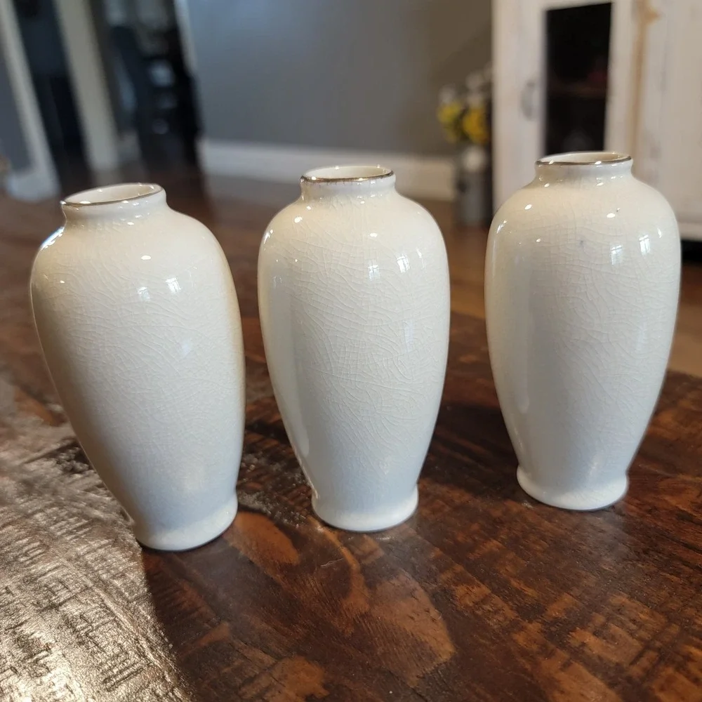 Lot of 3 Miniature Homco Oriental Style Vases 4